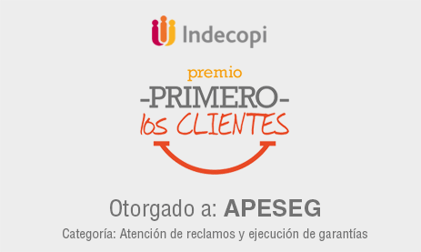 Premio Primero los Clientes - Indecopi - APESEG