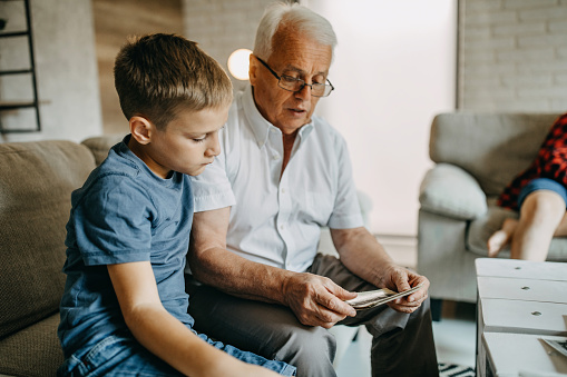 Grandparent spending time with grandson