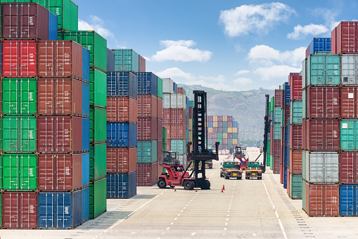 container stack yard of modern logistics background