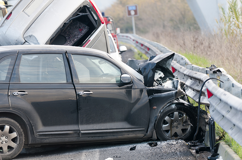 Car accident on italian highway.